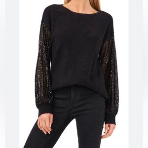 VINCE CAMUTO
Sequin Long Sleeve Sweater - Rich Black NWT‎